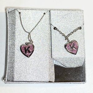 Matching 2pc “K” Locket (necklace + bracelet) Set
